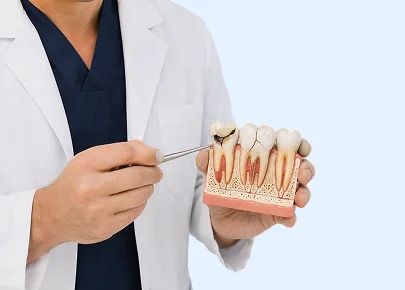 Patient consulting with dentist about tooth pain and treatment options