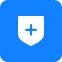 Blue medical shield with cross icon